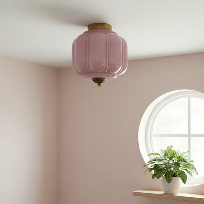 Conran Vintage Milk Glass Semi Flush Mount Eloise Ceiling Light