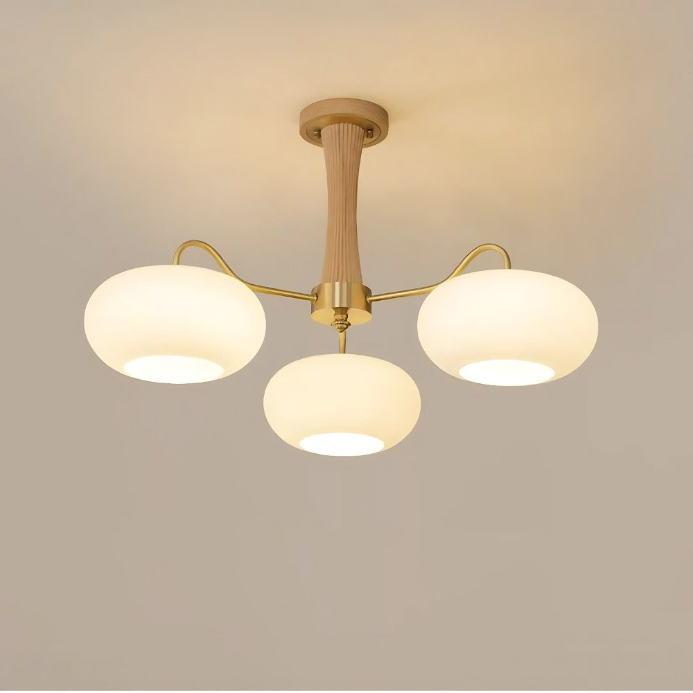 Obsidian Modern Bubble Brass Glass Persimmon Chandelier