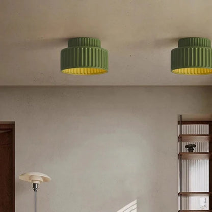 Nicola Vintage Resin Cream Breeze Drum Semi-Flush Mount Ceiling Light