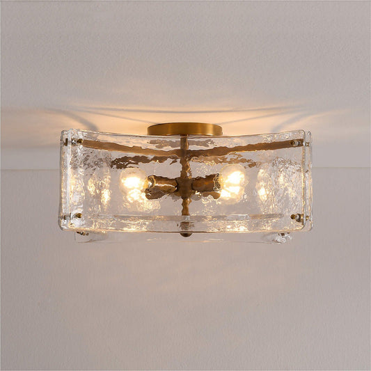 Luke Luxury 4-Light Textured Cast Glass Flush Mount Ceiling Light