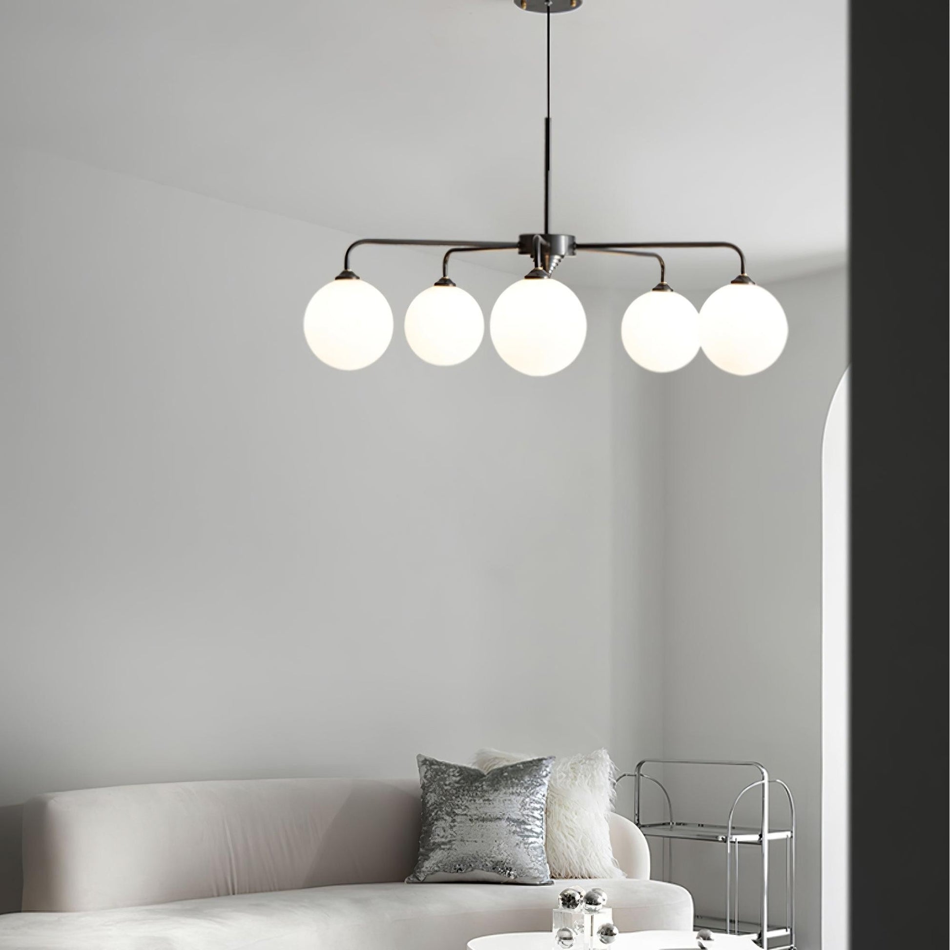 Maytoni Modern 5 Lights White Glass Globe Chandelier