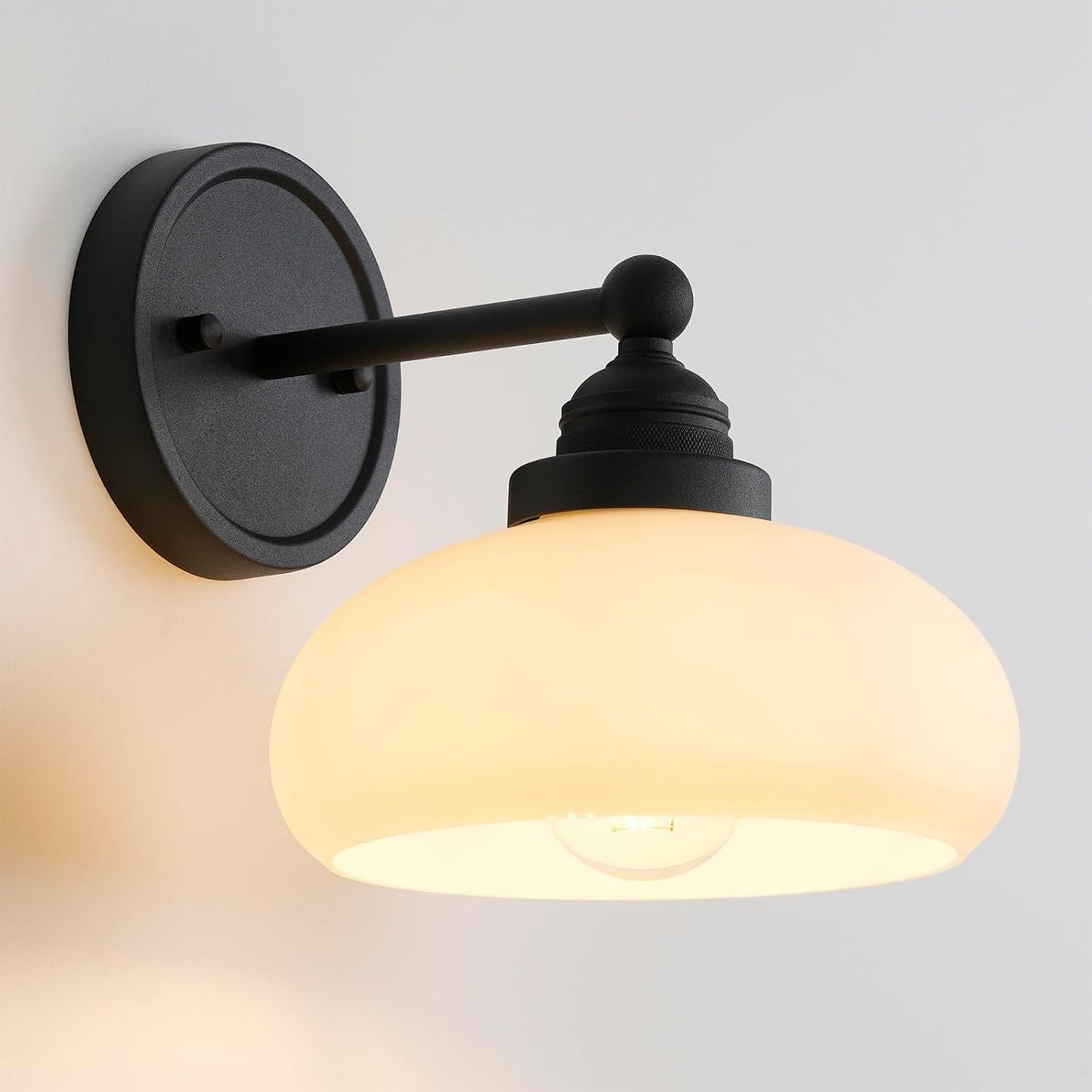 Alberta Bauhaus Milk White Glass Wall Sconce