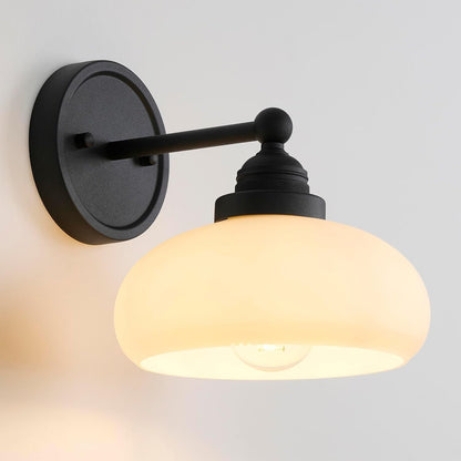 Alberta Bauhaus Milk White Glass Wall Sconce