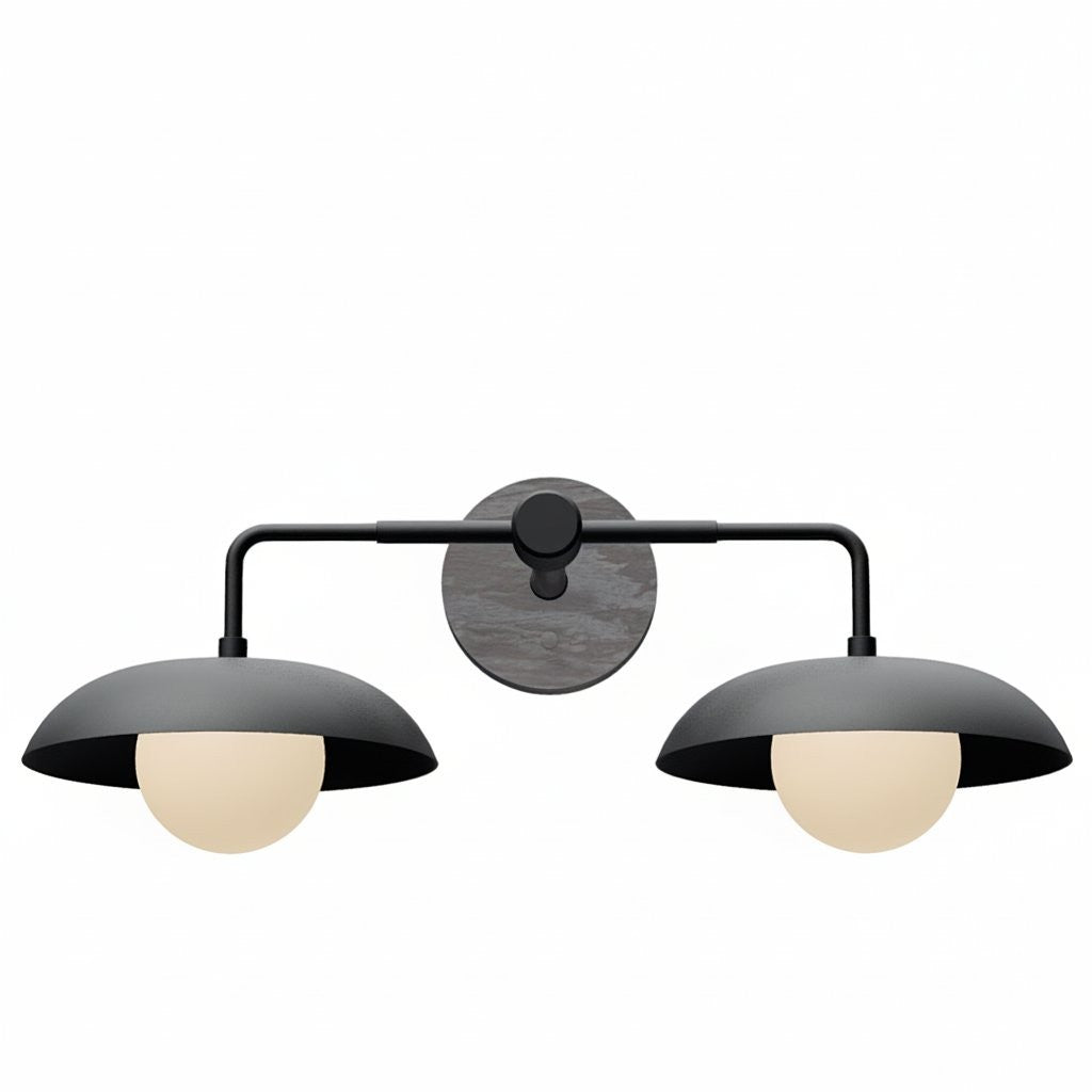 Katya Mid-century Wood Metal Double Dome Wall Sconce