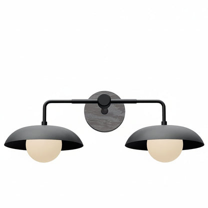 Katya Mid-century Wood Metal Double Dome Wall Sconce