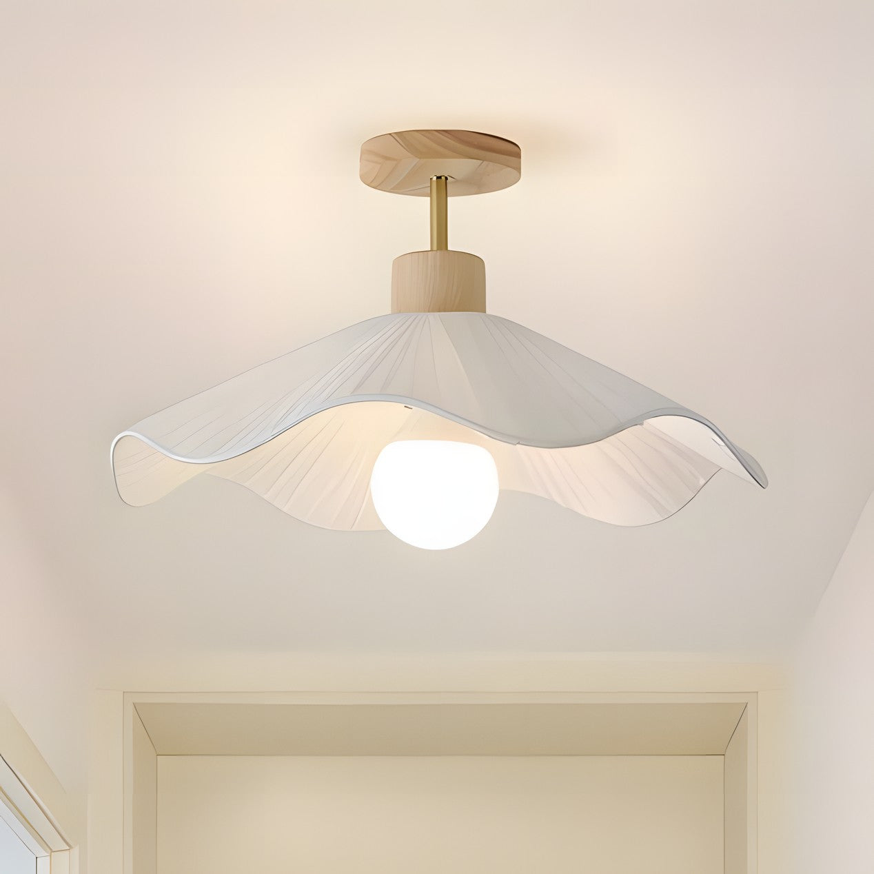 Celenor Modern Flower Fabric Semi Flush Mount Ceiling Light