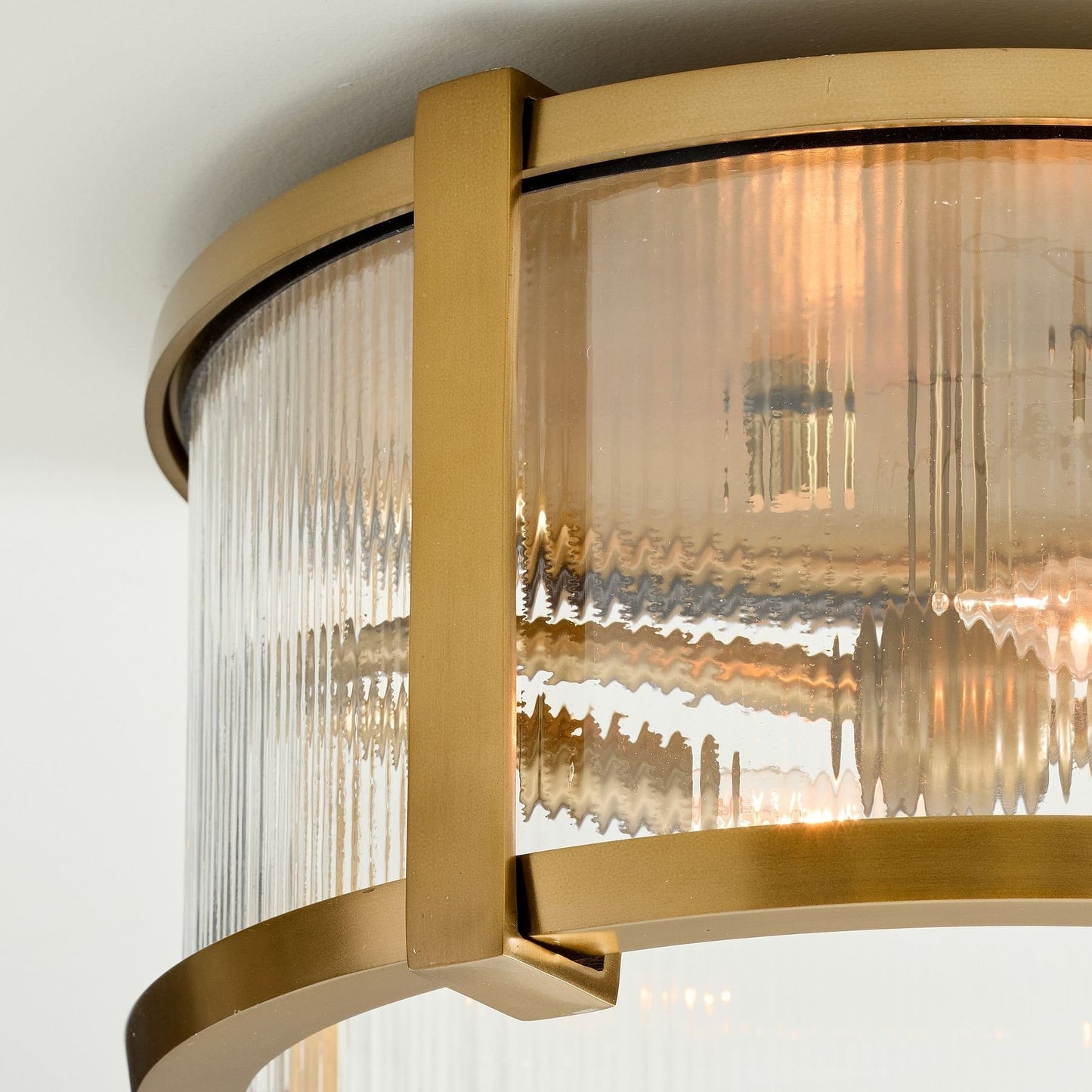 Gillen Vintage Ribbed Glass Drum Flush Mount Ceiling Light