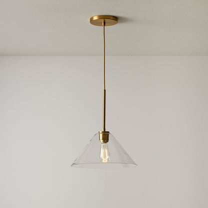 Nori Minimalist Brass Glass Cone Pendant Light
