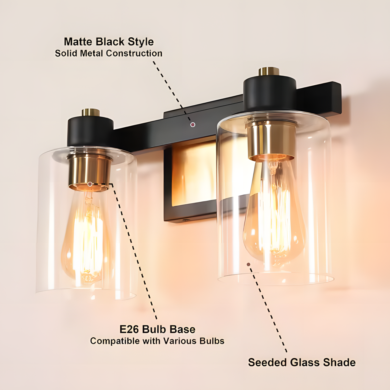 Dyril Modern Matte Black Cylinder Glass Sconce
