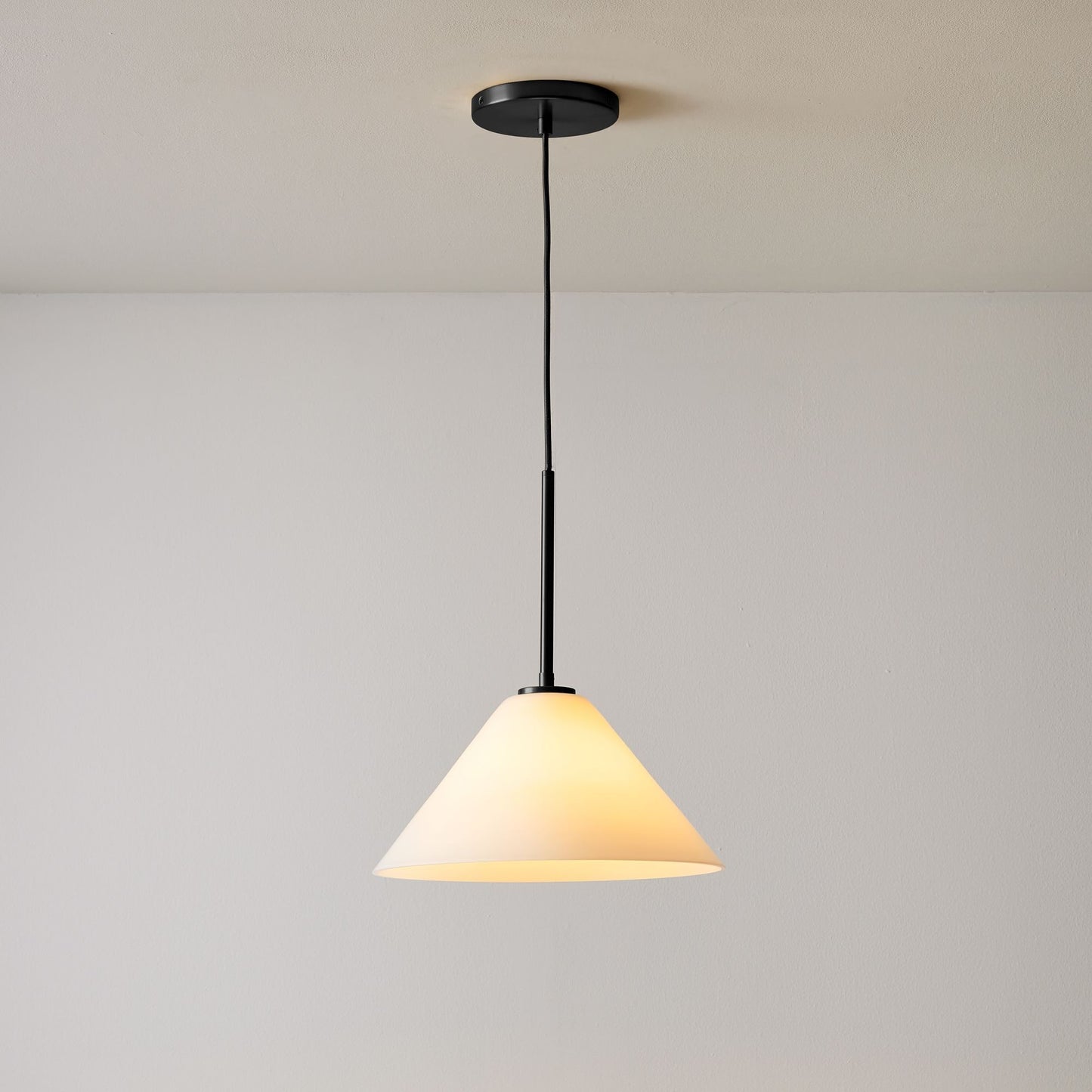 Nori Minimalist Brass Glass Cone Pendant Light