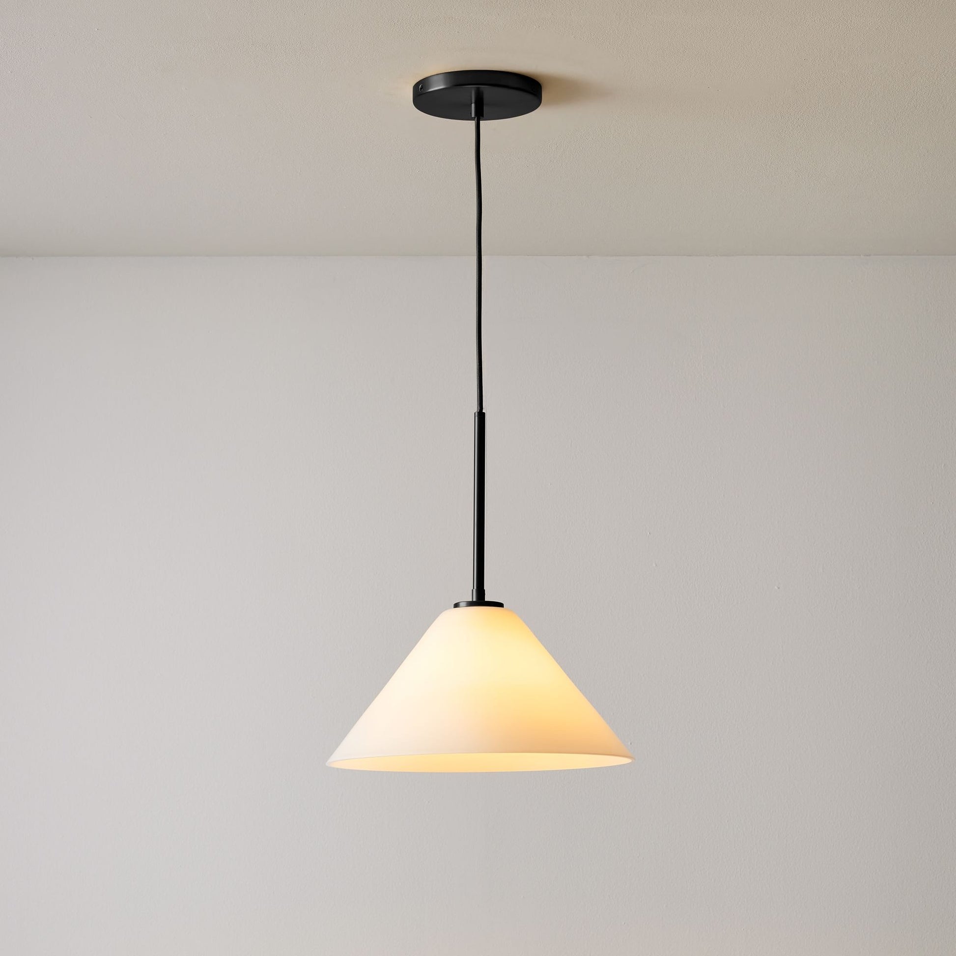 Nori Minimalist Brass Glass Cone Pendant Light