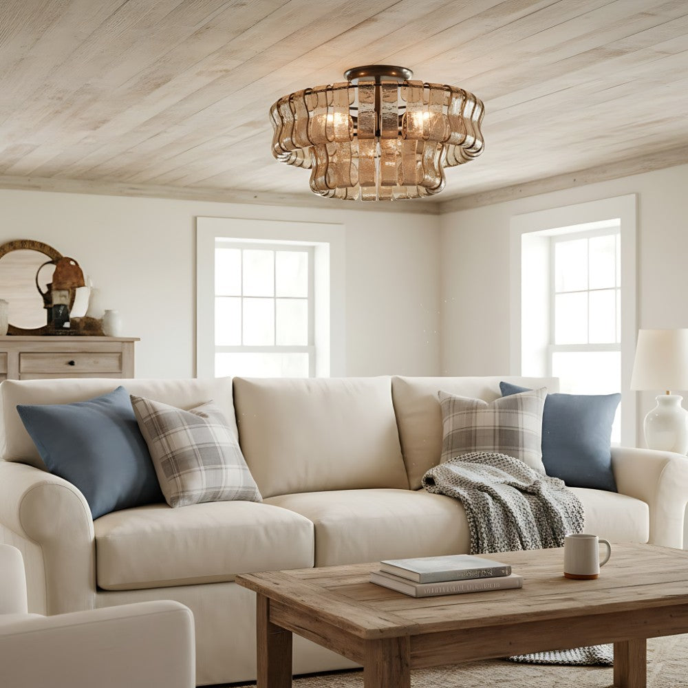 Giha Modern Double-Layer Curved Glass Chandelier