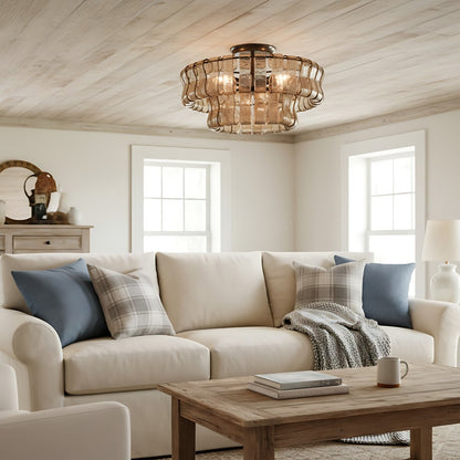 Giha Modern Double-Layer Curved Glass Chandelier