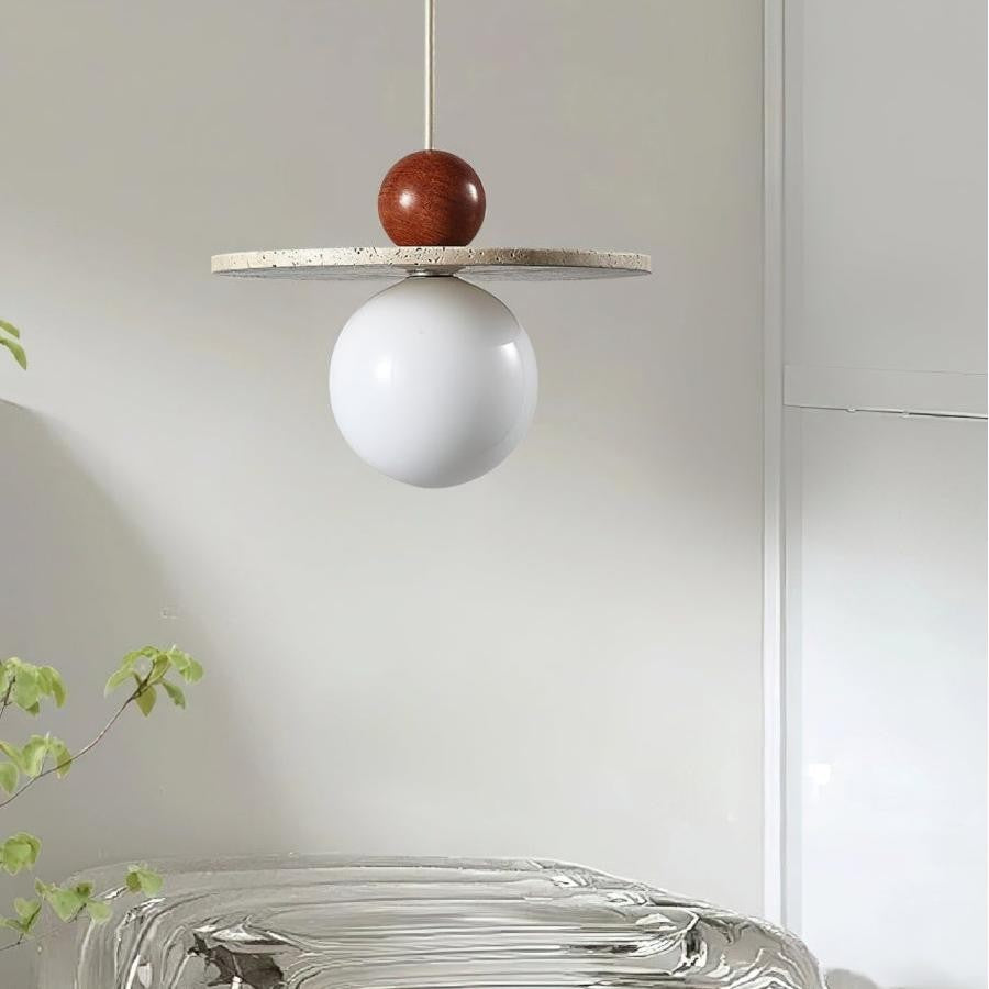 Jeremiah Cream Style Flying Disc Travertine Pendant Light