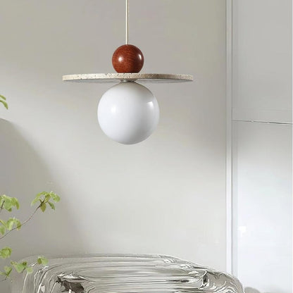 Jeremiah Cream Style Flying Disc Travertine Pendant Light