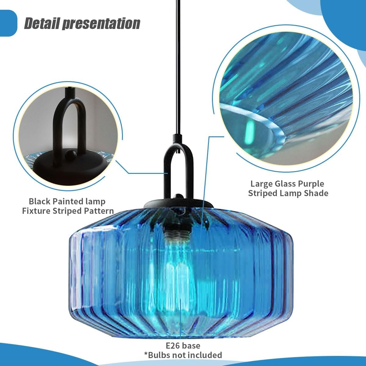 Ivan Vintage Handmade Striped Glass Pendant Light