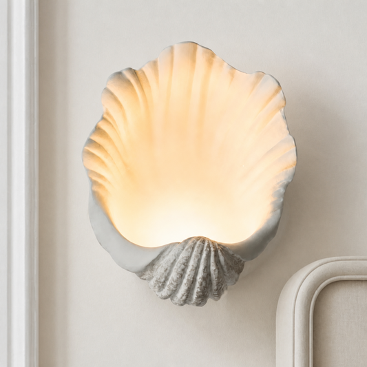 Kristian French Vintage Ceramic Cream Shell Wall Sconce