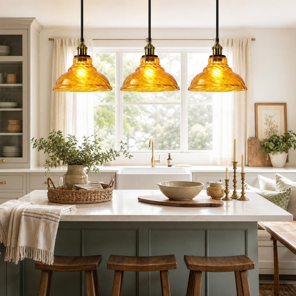 Benjin Modern Colorful Trumpet Glass Pendant Light