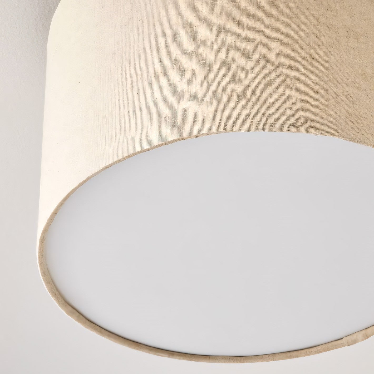 Joram White Linen Drum Ceiling Light