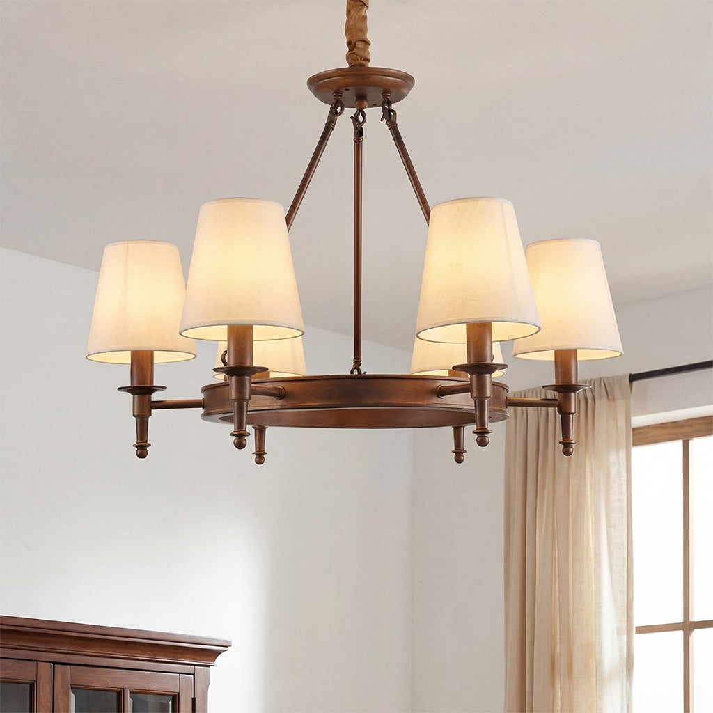 Yasmin Antique Brass Wagon Wheel Chandelier