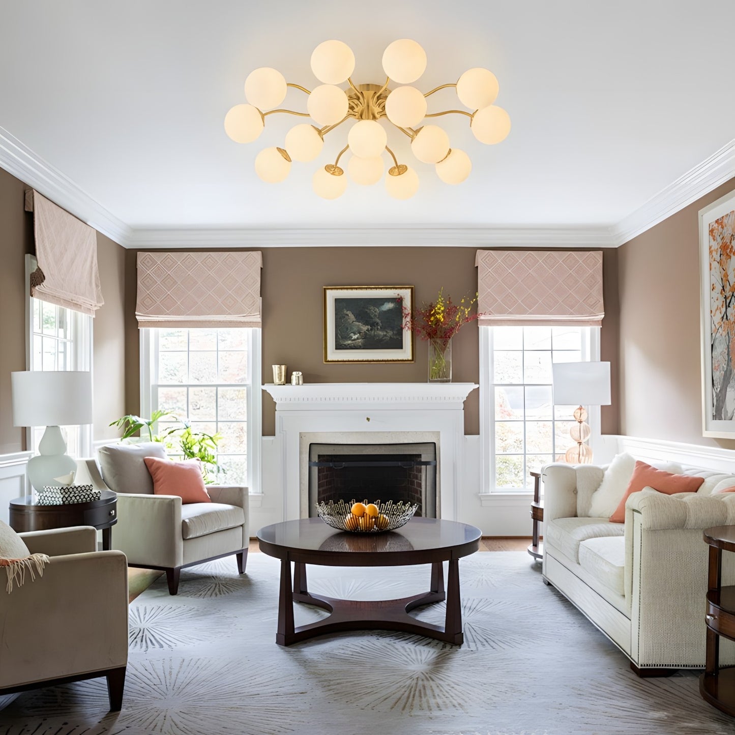 Anwen Mid Century Glass Brass Sputnik Bubble Chandelier
