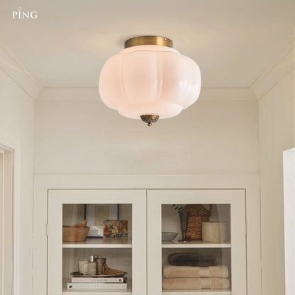 Ozita Retro Milk Glass Semi Flush Mount Eloise Ceiling Light