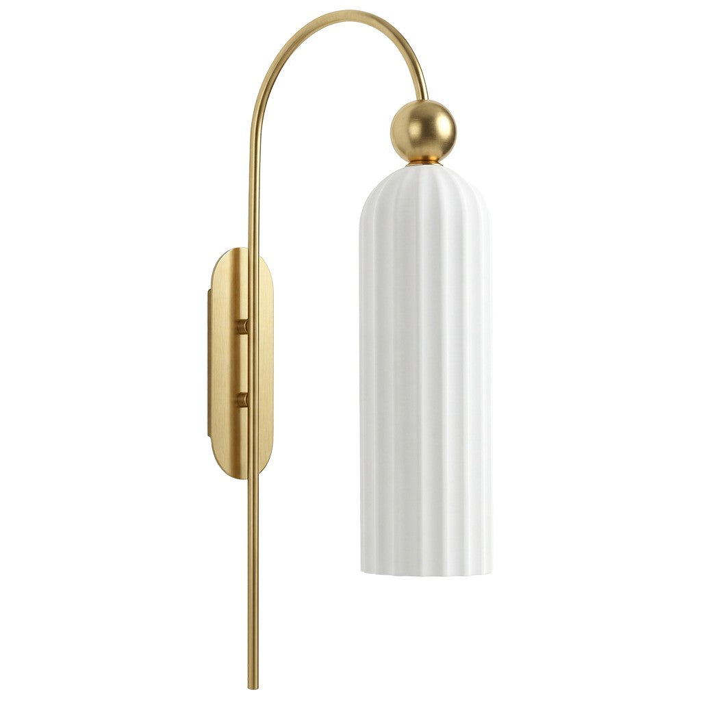 Emrys Modern Gold Fluted Glass Cylinder Sconce