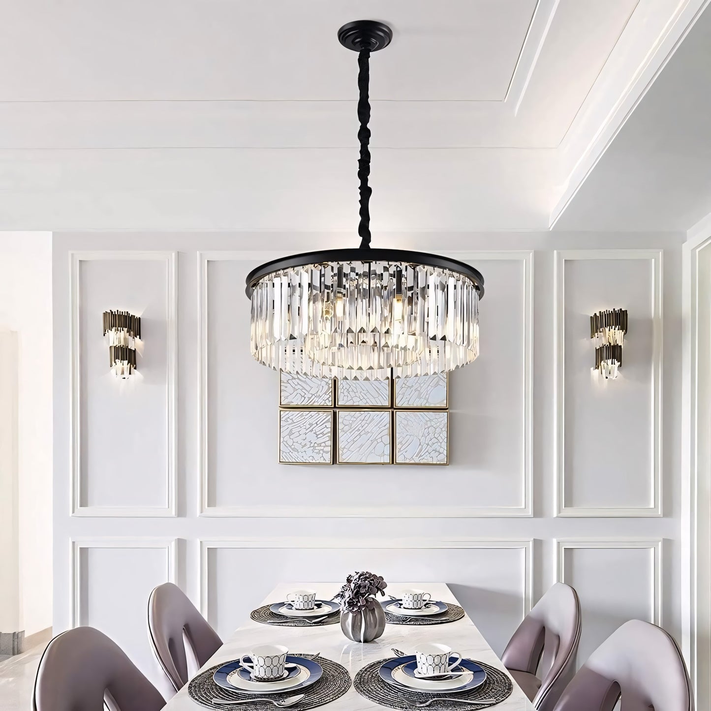 Braxion Modern Crystal Raindrop Round Chandelier