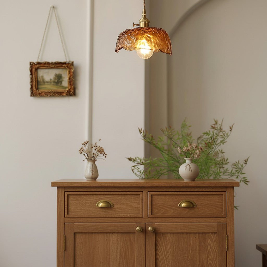 Nyxalis Vintage Brass Glass Pendant Light