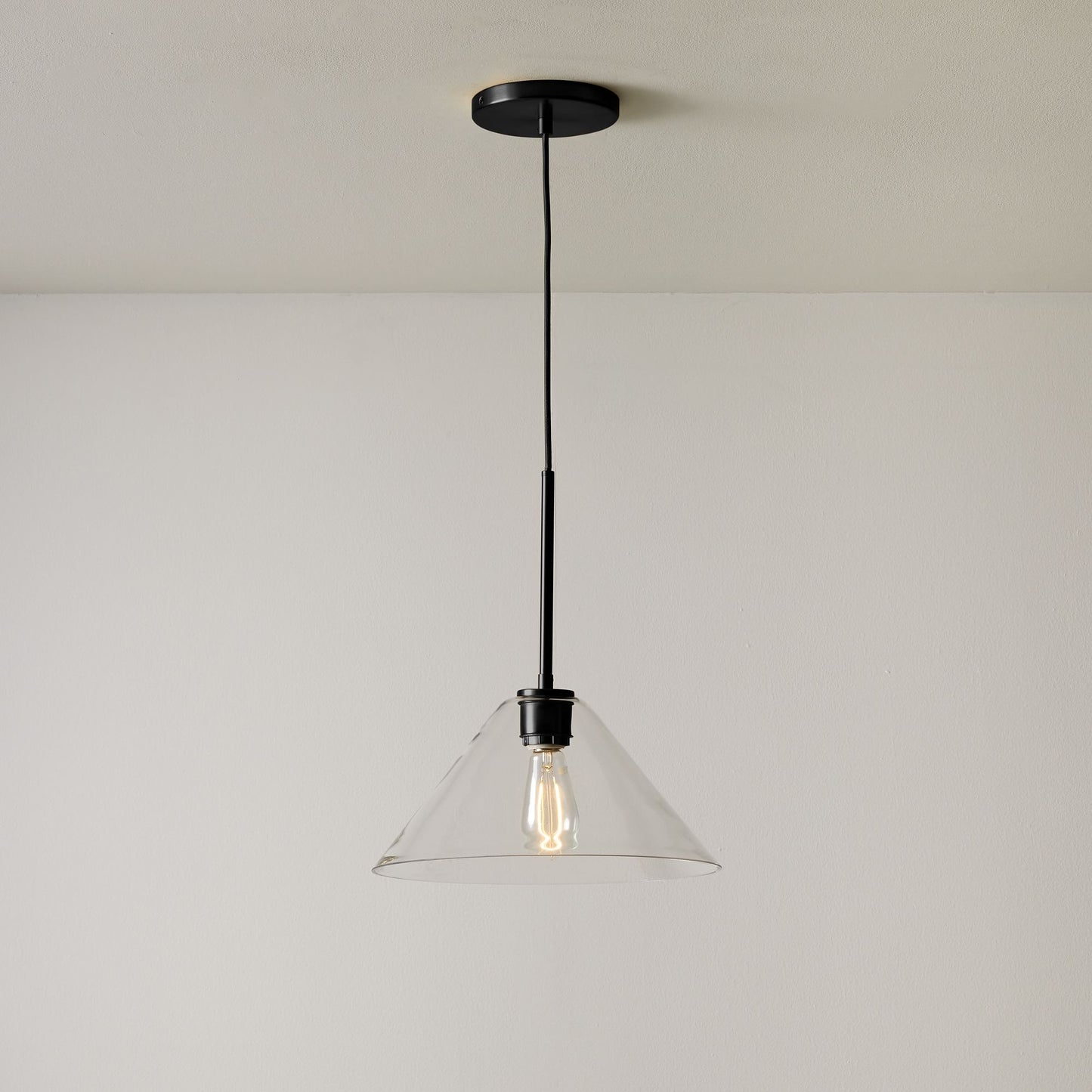 Nori Minimalist Brass Glass Cone Pendant Light
