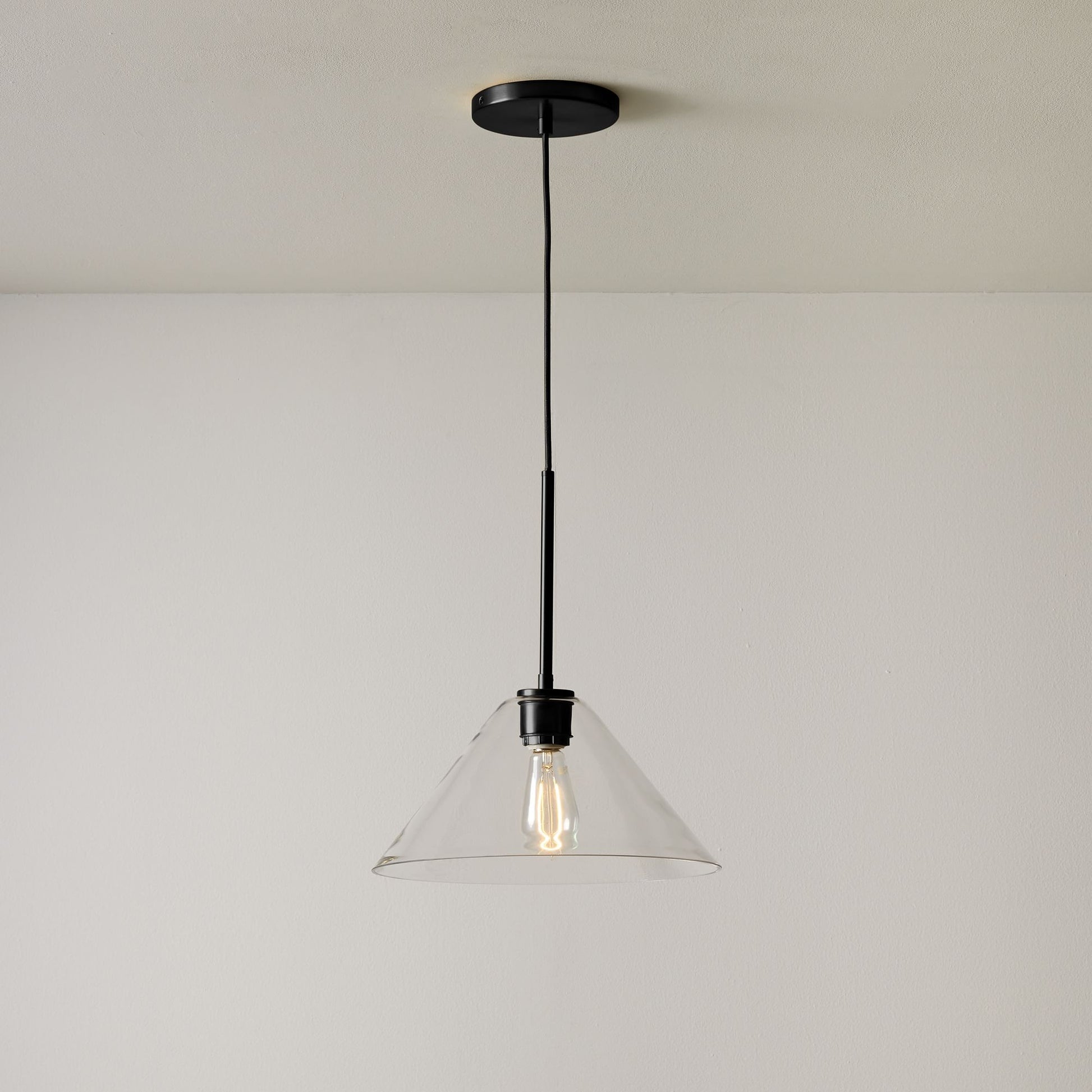 Nori Minimalist Brass Glass Cone Pendant Light