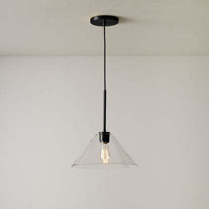 Nori Minimalist Brass Glass Cone Pendant Light