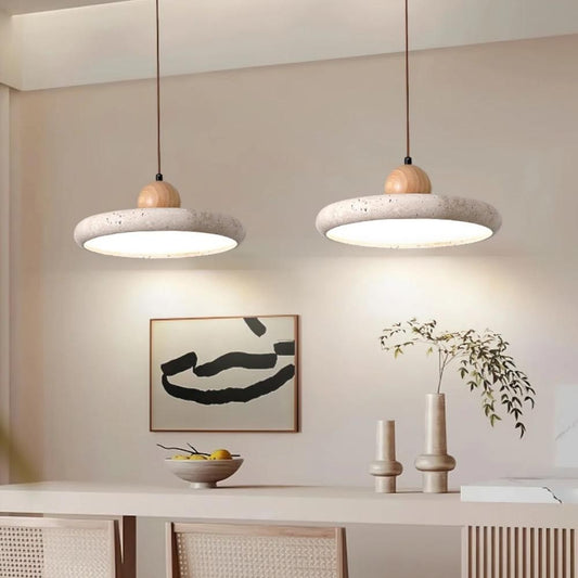 Aggiea Minimalist Yellow Travertine Frisbee Pendant Lamp
