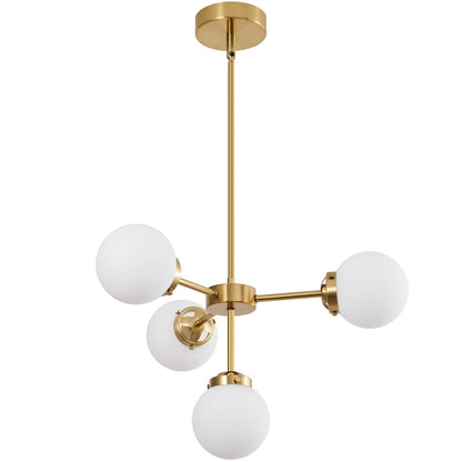 Aelithor 4 Light Opal White Glass Globe Chandelier