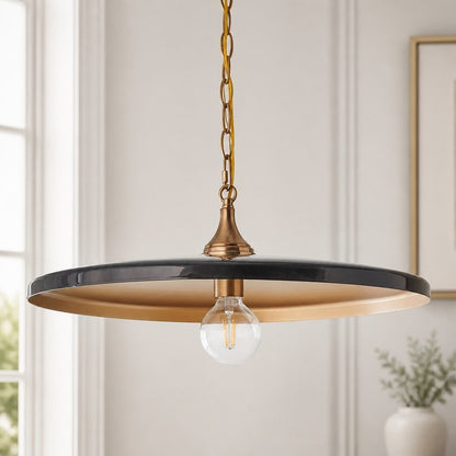 Adley Mid-Century Brass Disc Pendant Light