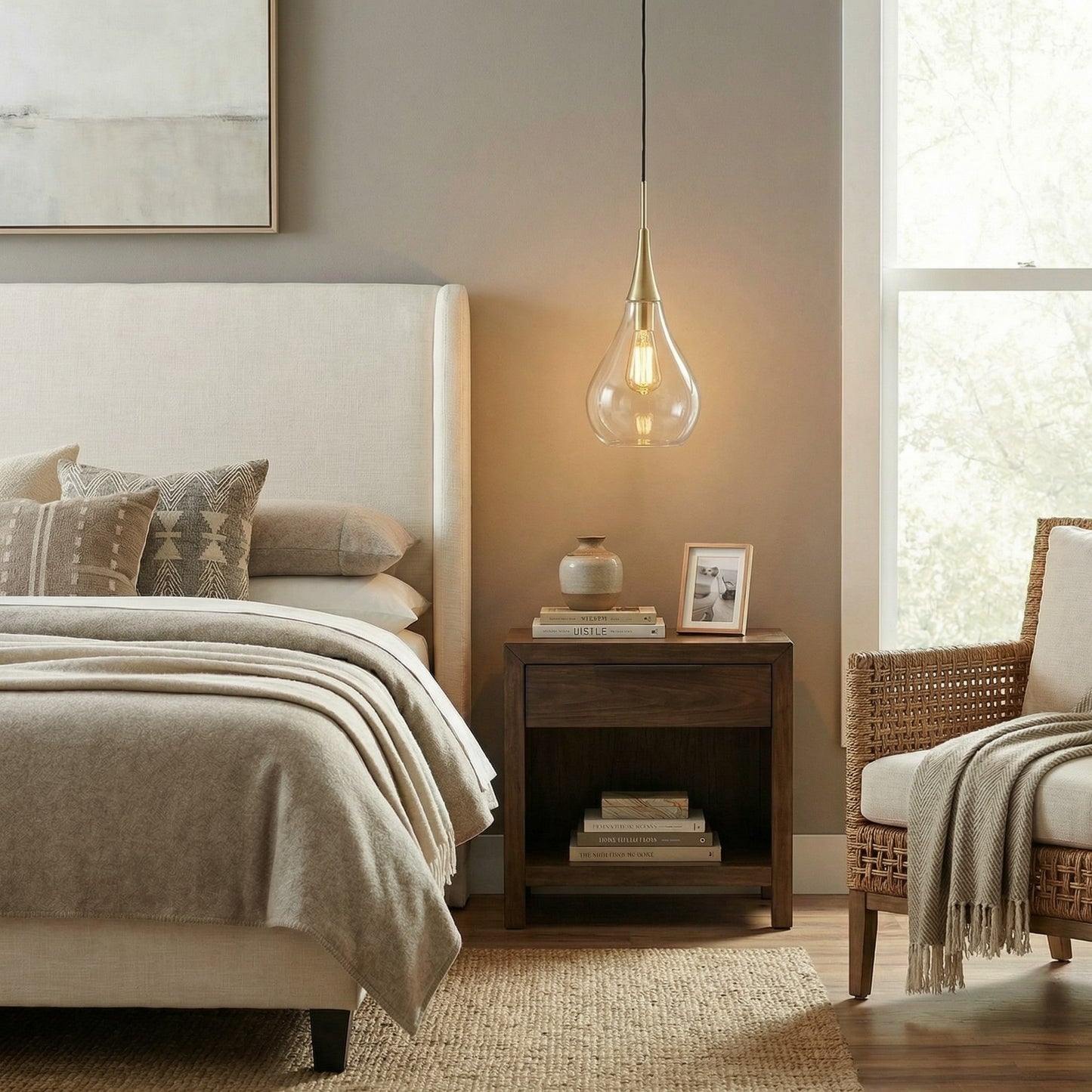 Clarke Minimalist Teardrop Glass Pendant Light