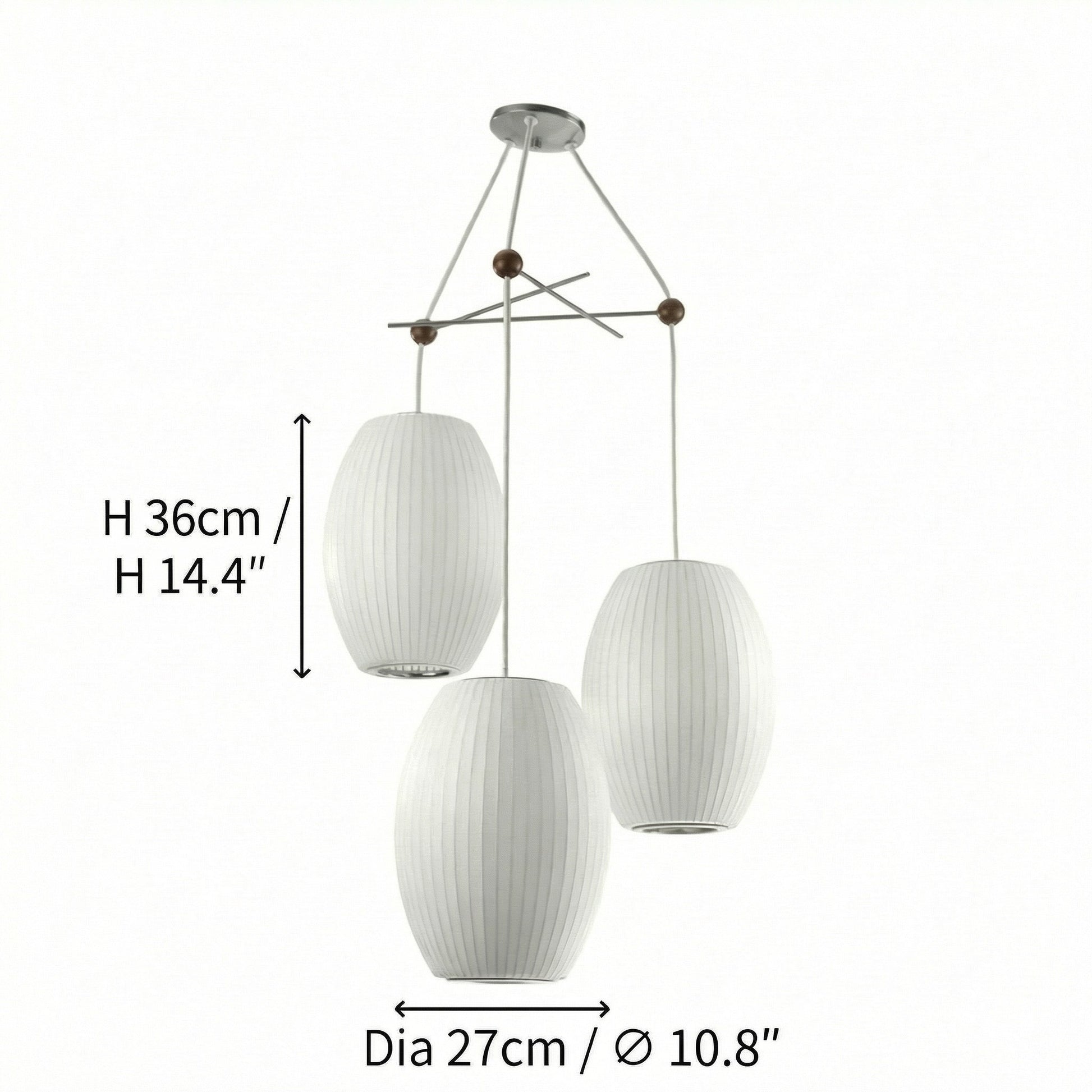 Noah White Triple Pear Bubble Silk Pendant Light