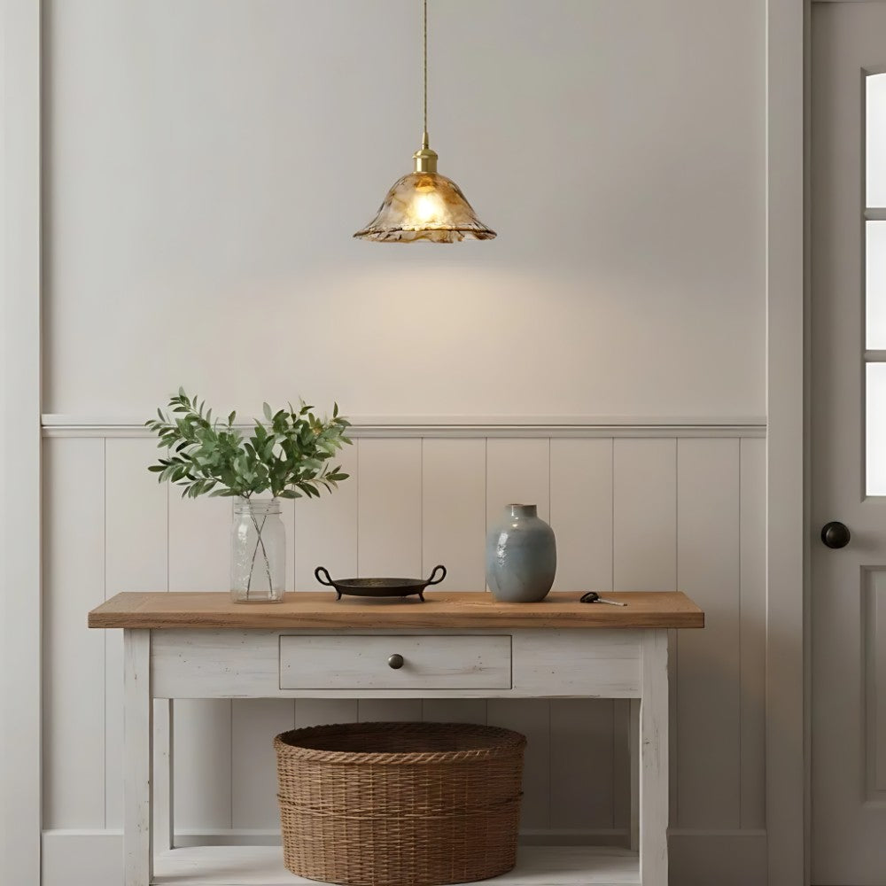 Nyxalis Vintage Brass Glass Pendant Light