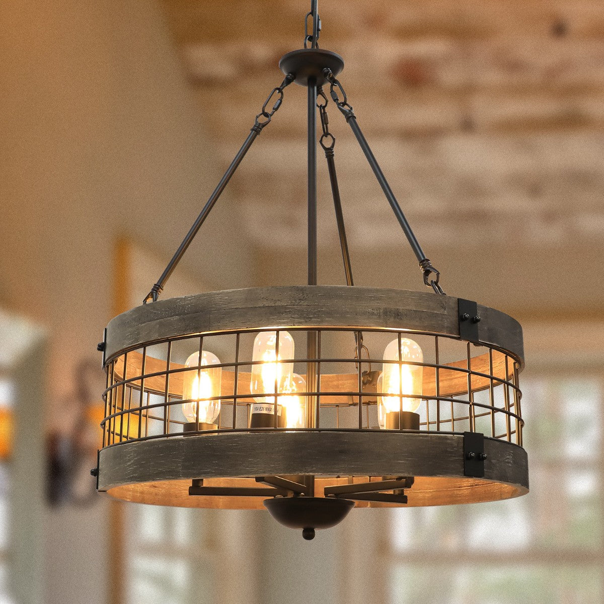 Blythe Rustic Industrial 5-Light Drum Chandelier