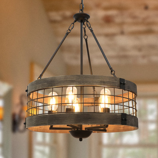 Blythe Rustic Industrial 5-Light Drum Chandelier