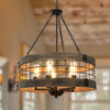 Blythe Rustic Industrial 5-Light Drum Chandelier