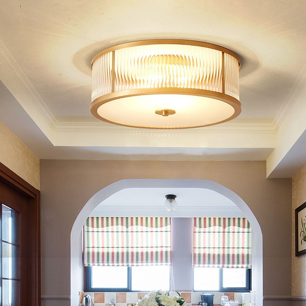 Lavra Brass Round Frosted Glass Ceiling Light