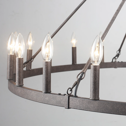 Raeth Farmhouse 24 Lights Wagon Wheel Candle Style Chandelier