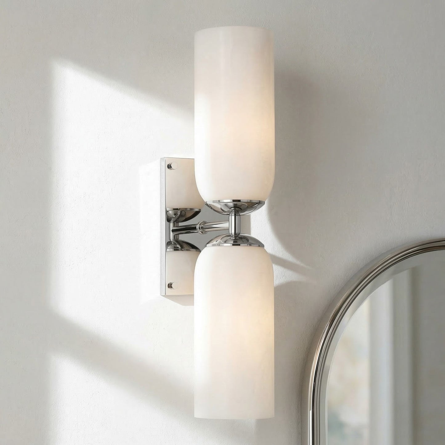 Iliana Rustic White Glass Double Tube Wall Sconce