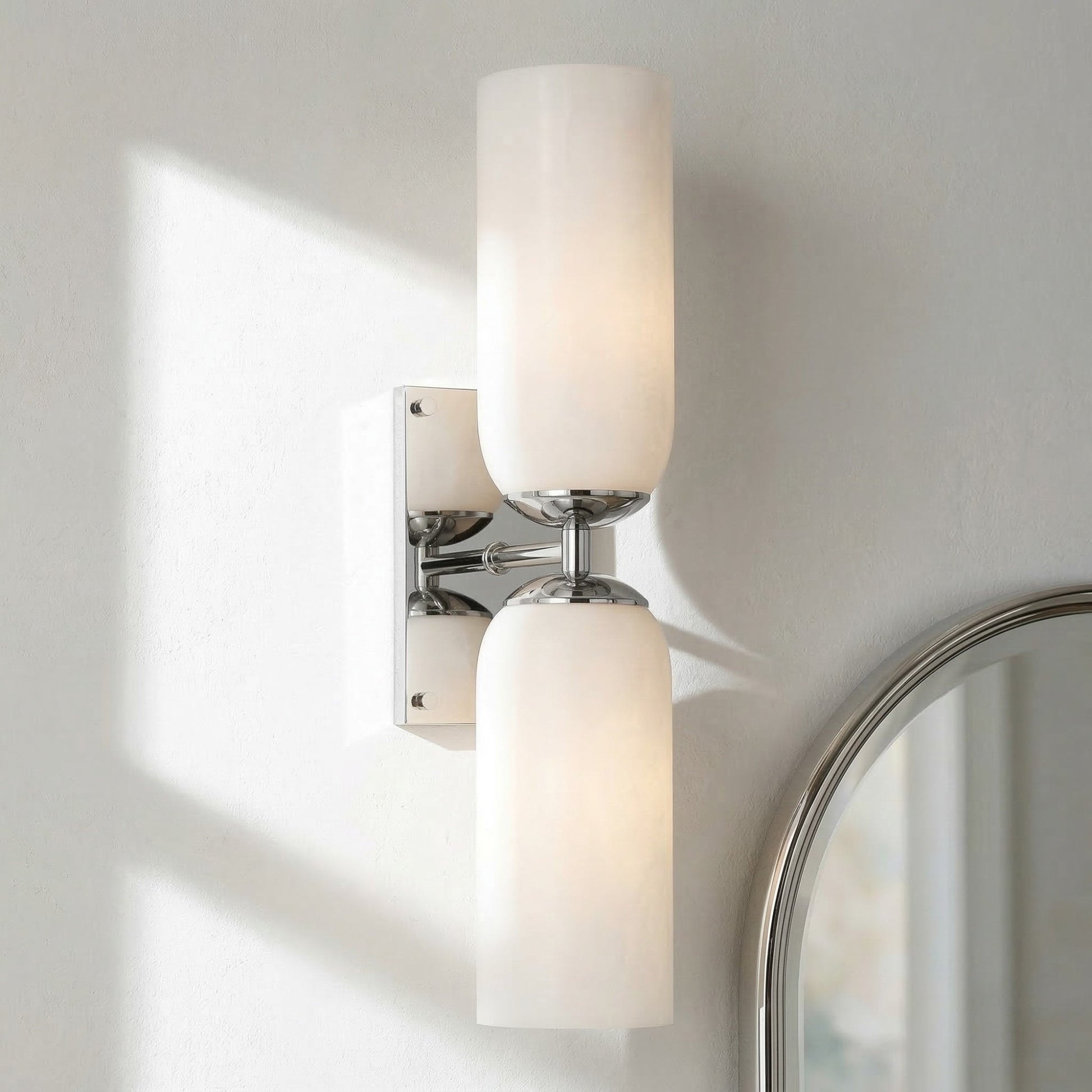 Iliana Rustic White Glass Double Tube Wall Sconce