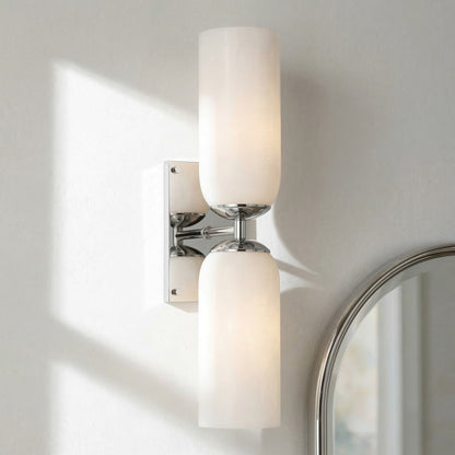 Iliana Rustic White Glass Double Tube Wall Sconce