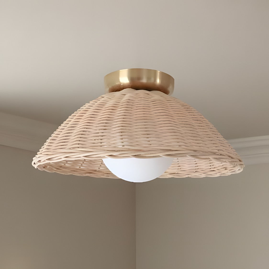 Allyson Farmhouse Rattan Flush Mount Ceiling Light