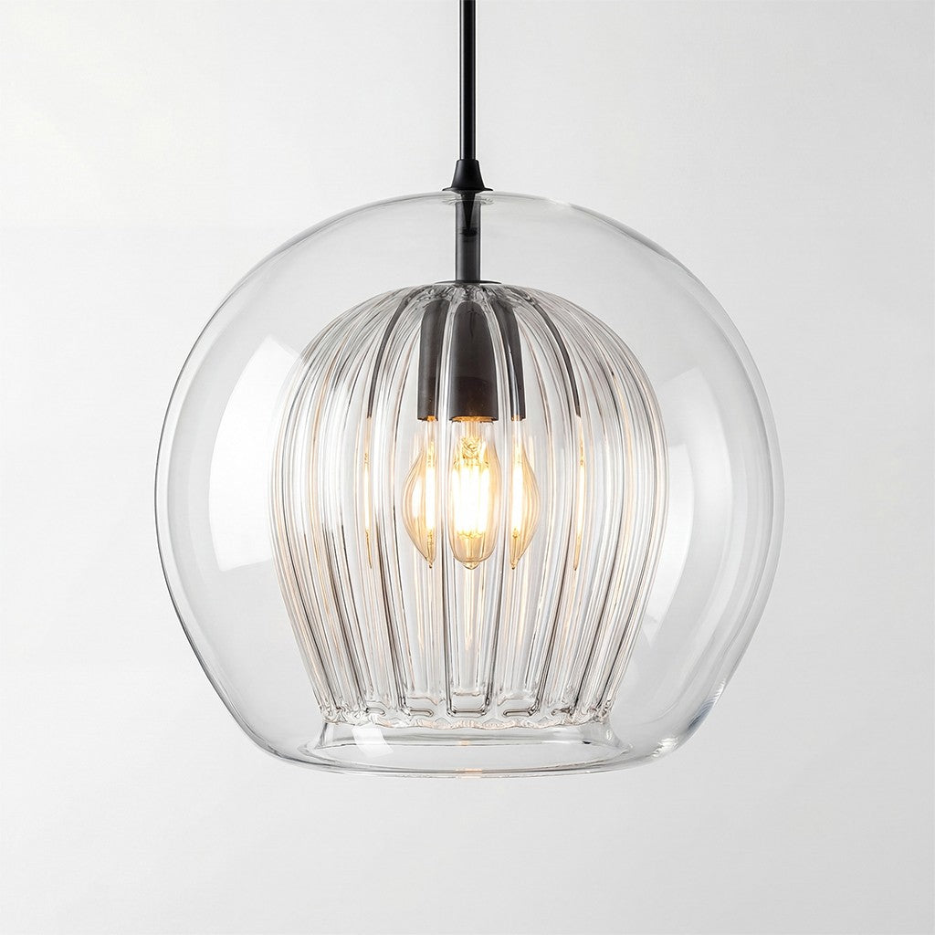 Nyxio Pleated Globe Glass Pendant Light
