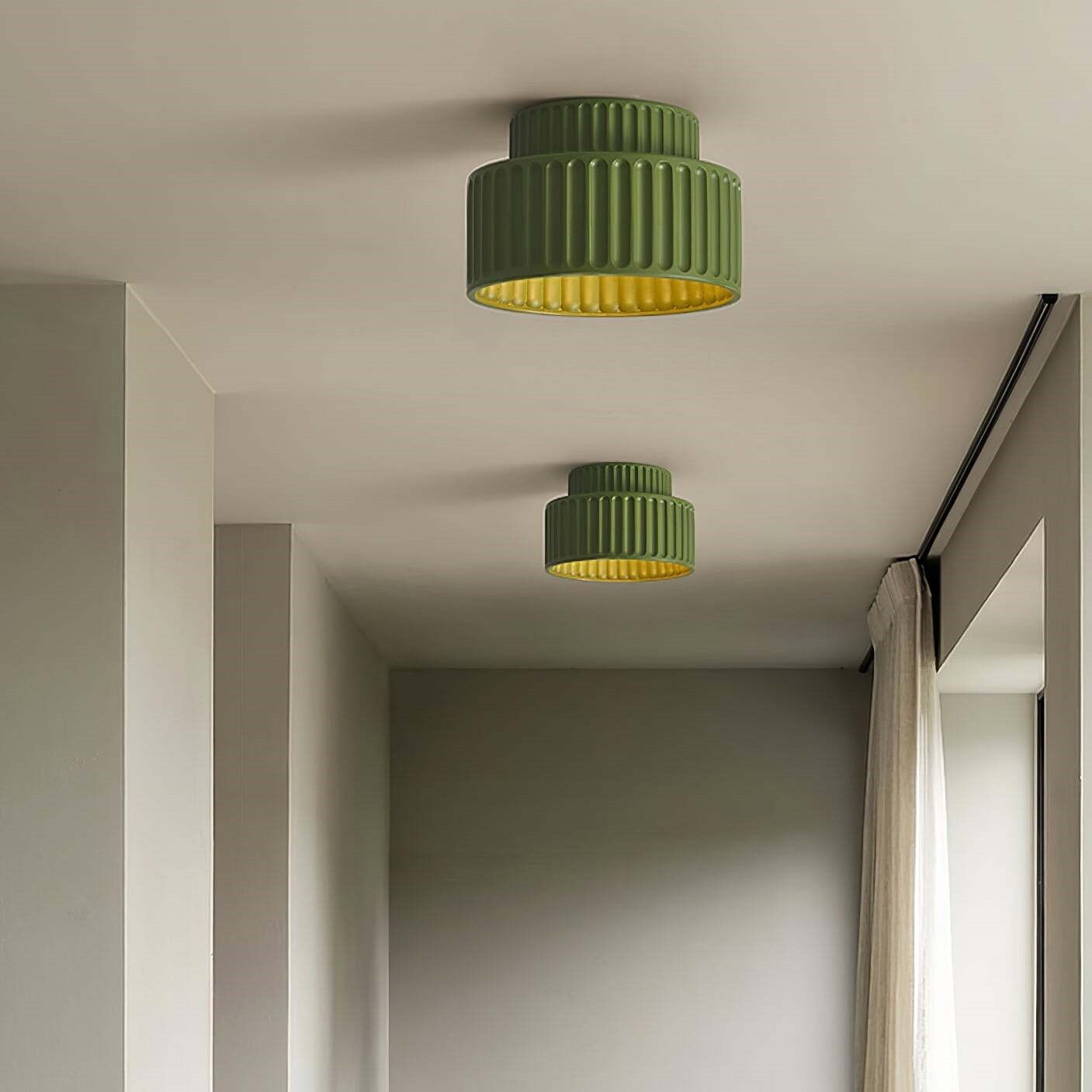 Nicola Vintage Resin Cream Breeze Drum Semi-Flush Mount Ceiling Light