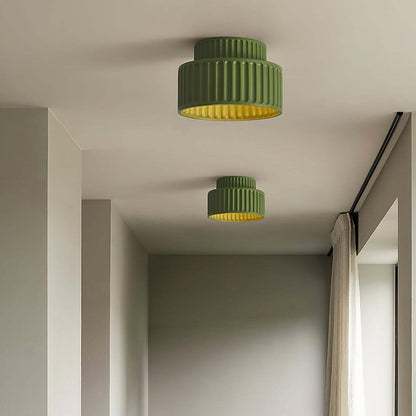 Nicola Vintage Resin Cream Breeze Drum Semi-Flush Mount Ceiling Light